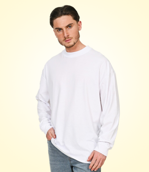Ringspun Combed 180 Acid Wash Oversize Extended Neck Long Sleeve T