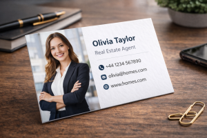 business card design with professional portrait photo