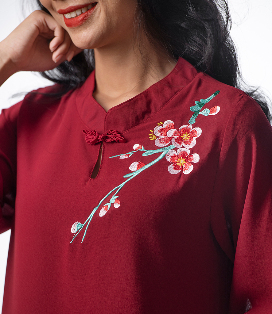 Custom embroidery detail on garment in Poplar London