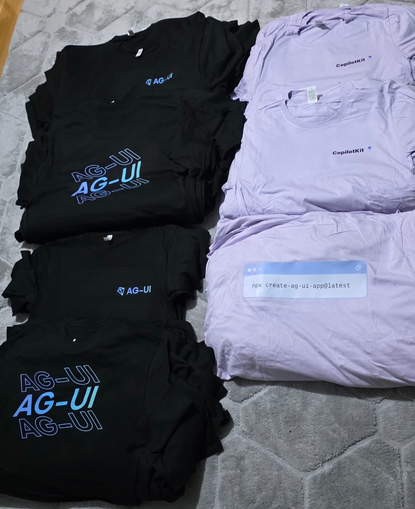 Custom printed AGUI x CopilotKit t-shirt flatlay by Print Your Vibe