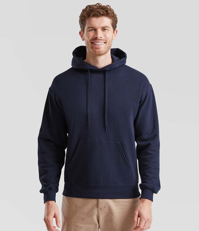 Personalised navy hoodie front print close up