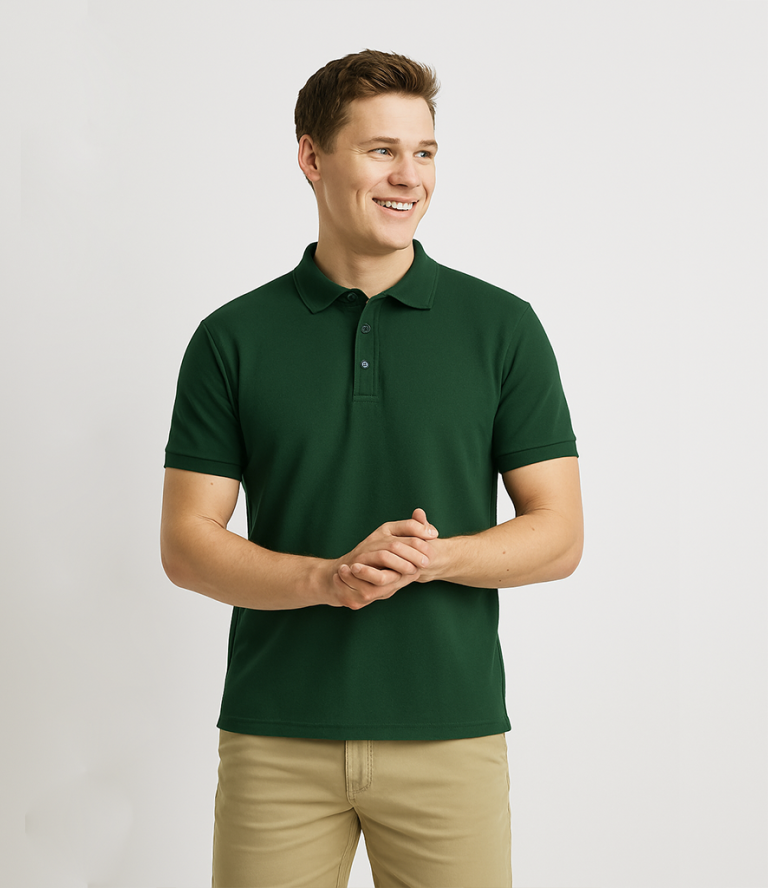 Embroidered bottle green polo shirt for corporate order