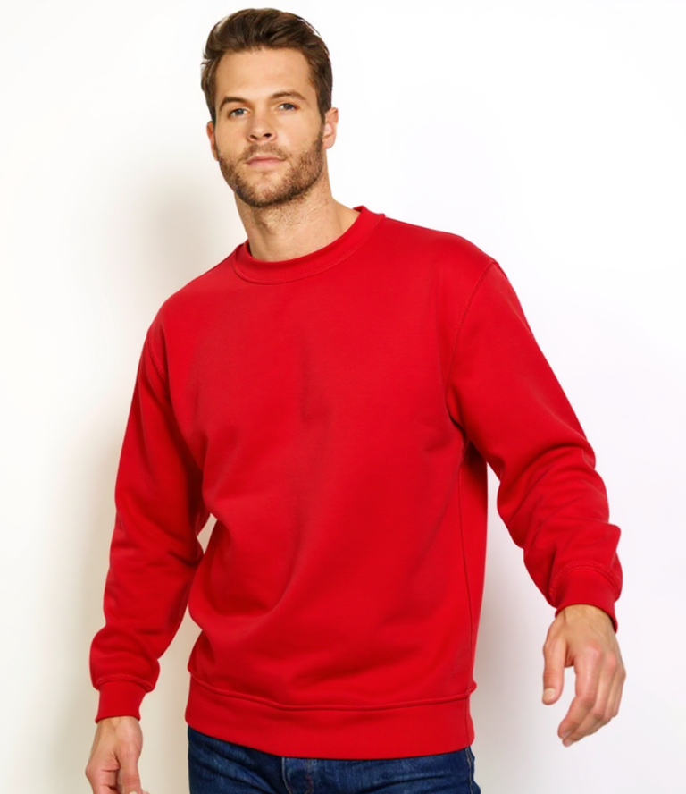 Custom printed red crew neck sweatshirt