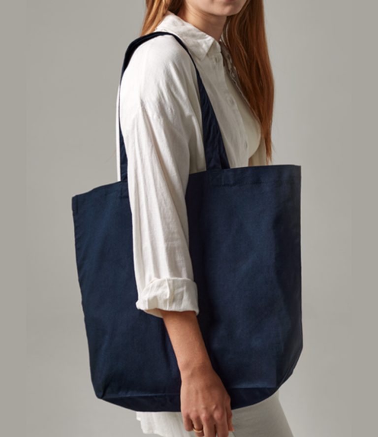 Eco friendly personalised navy maxi tote bag